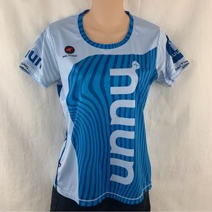 PACTIMO NUUN Blue Short Sleeve Cycling Signature Logo Tee Shirt Top Size Small